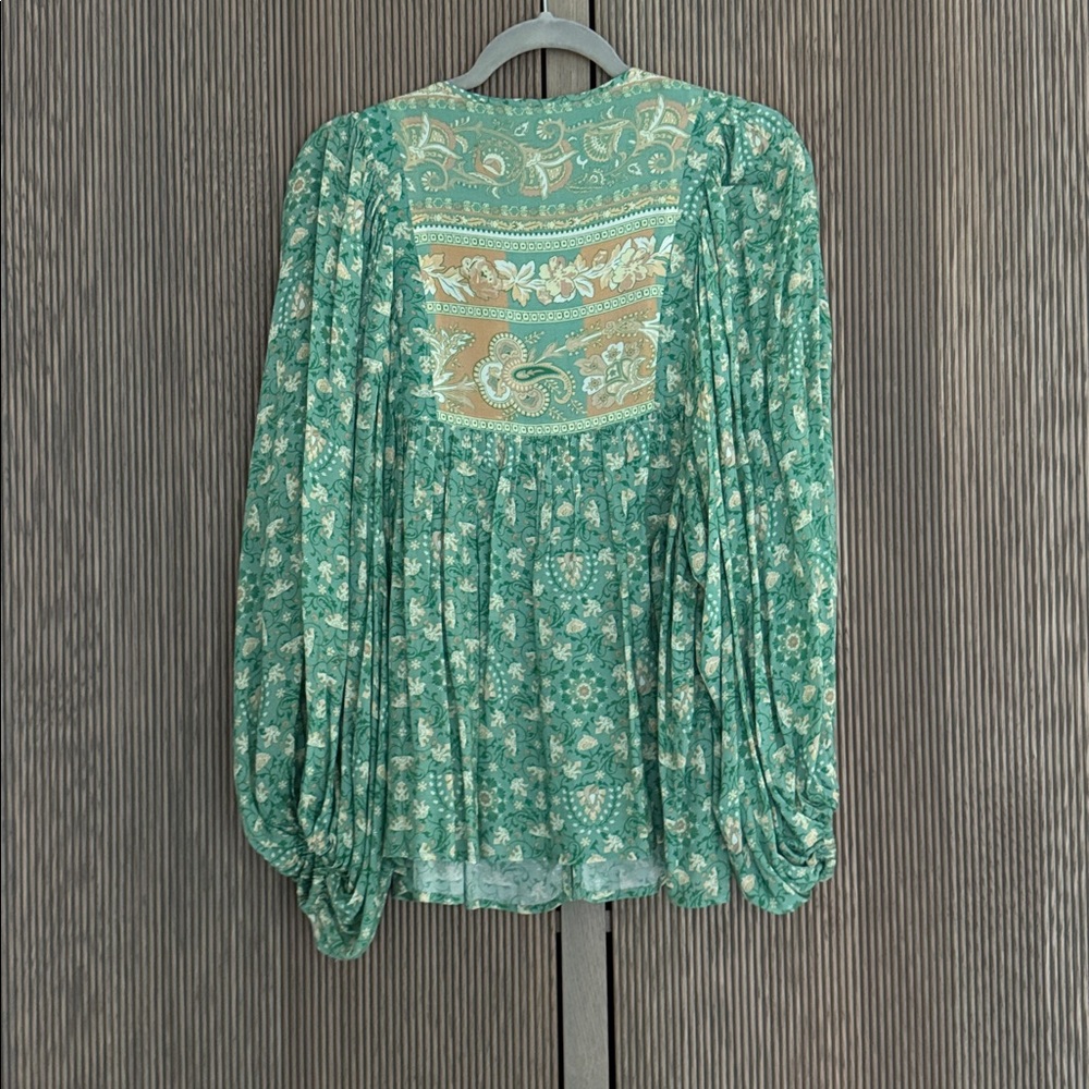 Spell & The Gypsy Collective Emerald Madame Peacock Floral Boho Blouse - Picture 8 of 8